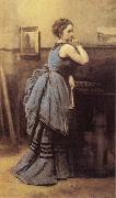 Jean Baptiste Camille  Corot Woman in Blue oil painting reproduction